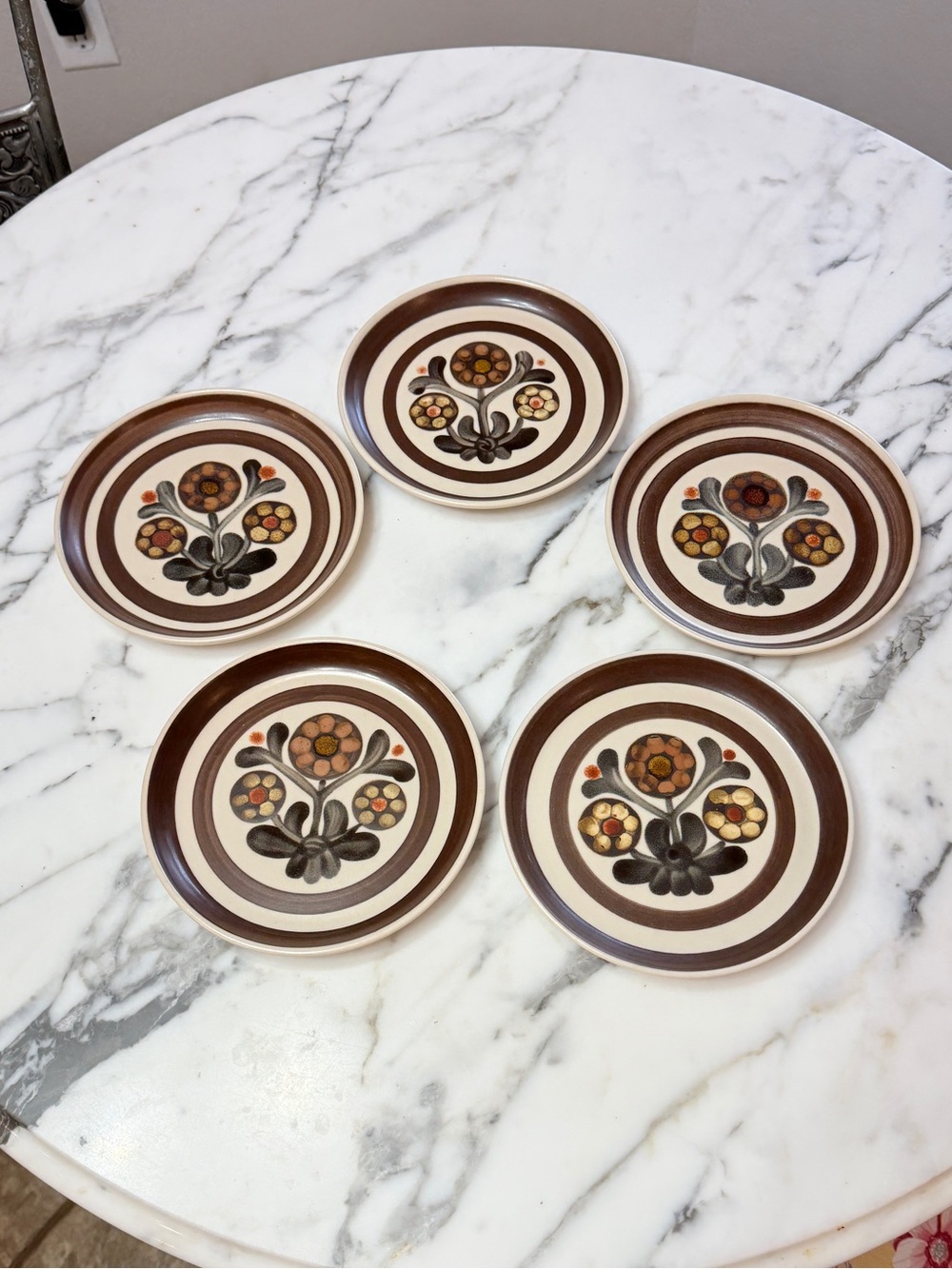 Denby-Langley Mayflower Stoneware Bread & Butter Plates Set of 5 1960’s England - Picture 4 of 13